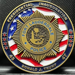 Trump Vance President 47 Challenge Coin Fort Lauderdale Police