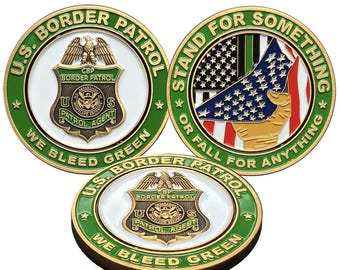 Border Patrol Agent Thin Green Line Challenge Coin Bleed Green