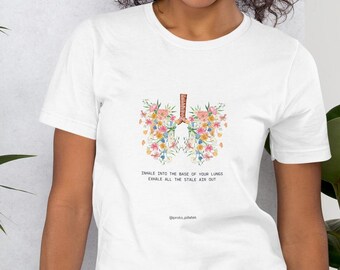 Floral Lungs Pilates T-Shirt: Einatmen Ausatmen, achtsame Bewegung
