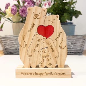 Wooden bear family puzzle, Gift for kids, Gift for parents, Wedding gift, Baby shower gift, Custom family gift, Home decor, Birthday gift