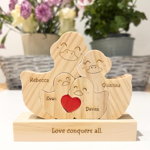 Wooden duck family puzzle, Custom family gift, Gift for parents, Birthday gifts, Engagement wedding gift, Home decor, Gift for kids, Baptism