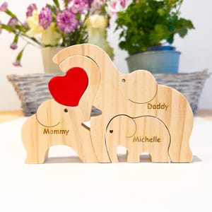 Wooden elephant family puzzle, Housewarming gift, Custom family gift, Home decor, Anniversary Birthday gift, Gift for kids, Gift for parents