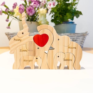 Wooden elephant family puzzle, Gift for parents, Baby shower gifts, Custom family gift, Home decor, Birthday gift, Gift for wife, mom, dad
