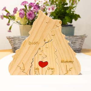 カスタム木製ウルフファミリーパズル、家族への贈り物、洗礼の贈り物、子供への贈り物、誕生日記念日の贈り物、ベビーシャワーの贈り物、新築祝い