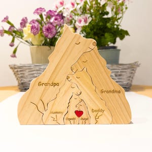 Custom wooden wolf family puzzle, Gift for family, Baptism gift, Gift for kids, Baby shower gift, Housewarming gift, Engagement wedding gift