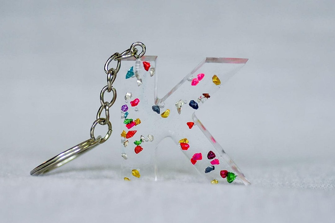 Key Chain K Initial Acrylic Keychain, Letter K, Colorful Handmade Personalized Gift ...