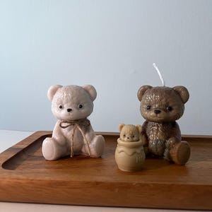 Teddy Bear Candles – Paraffin + Soy Wax Blend, Aesthetic Decor, Cute Animal Gift, Kawaii Desk Accessories, Baby Shower Favour/Gender Reveal