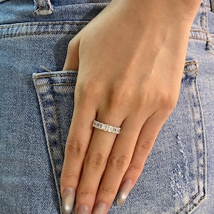 1.72 Carat Emerald Cut Lab Grown Diamond Eternity Band, Diamond Half Eternity Band / Emerald Cut Diamond Band