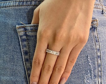 1.75 Carat Emerald Cut Lab Grown Diamond Eternity Band - Solid Gold