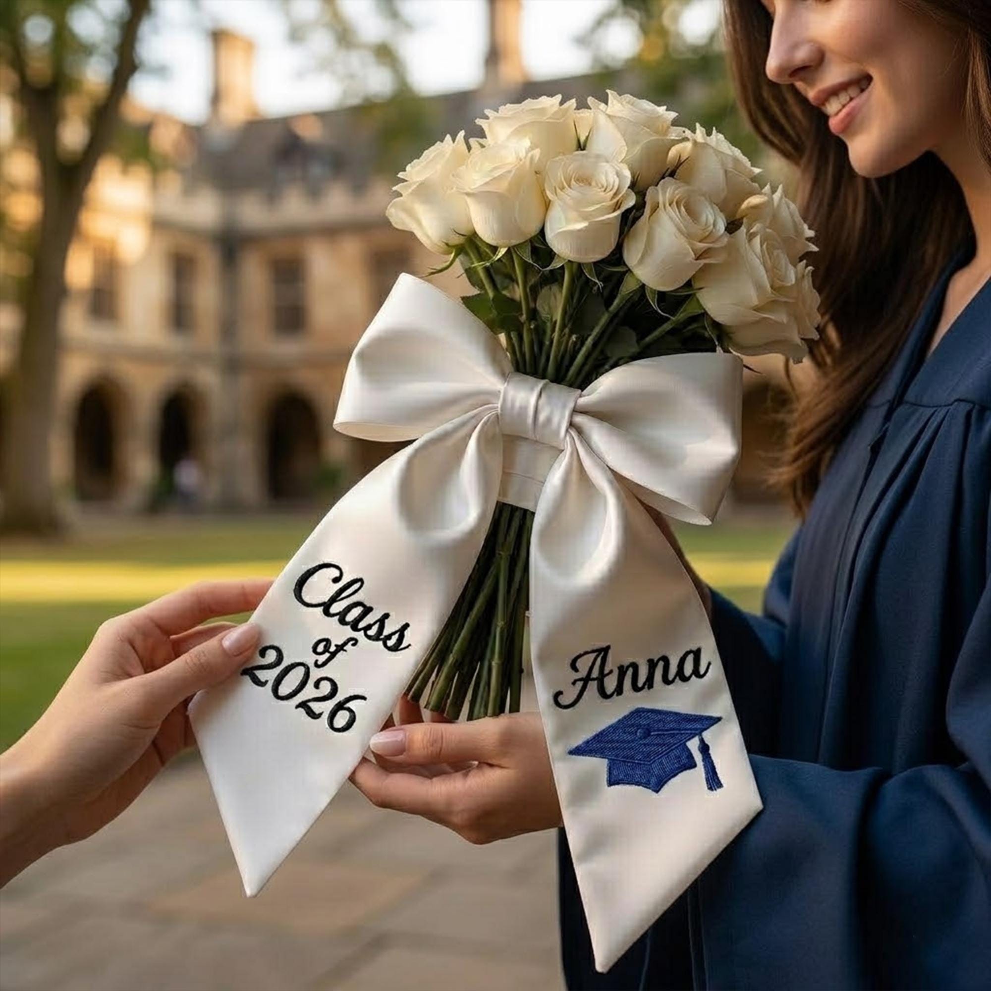 Custom Embroidered Graduation Bouquet Ribbon, Personalized Class of ...