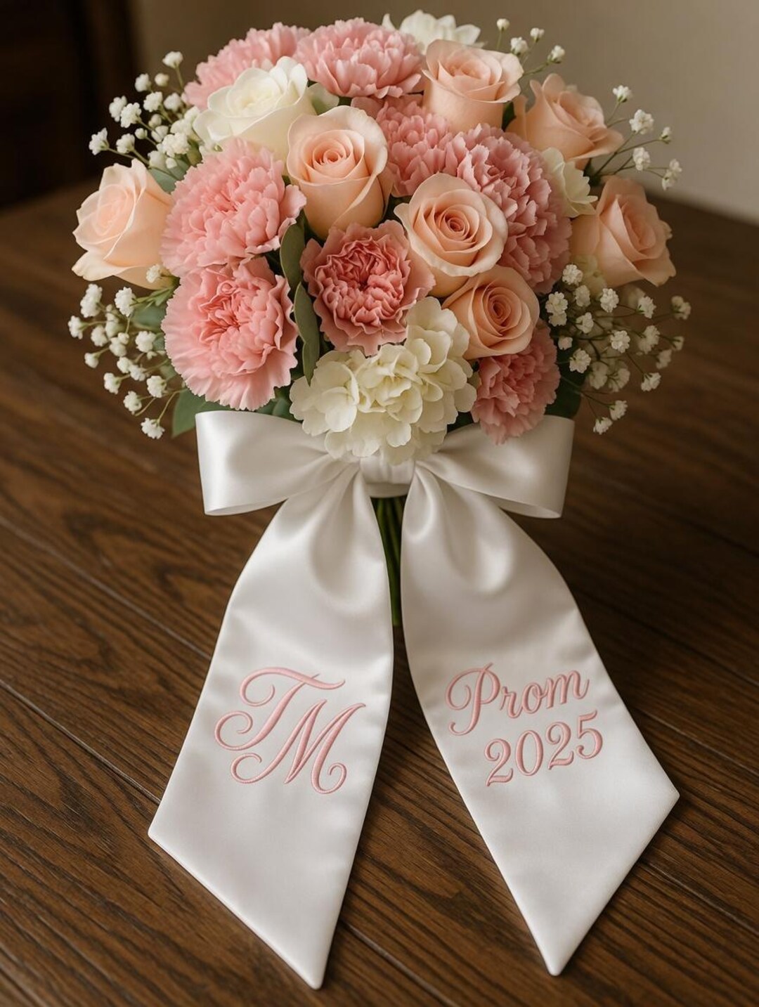 Custom Prom Bouquet Ribbon, Personalized Satin Bow With Initial ...