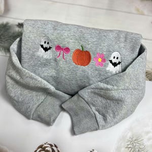Embroidered Ghost Sweatshirt, Halloween Pumpkin Tee, Ghost Coffee Shirt, Embroidered Halloween,Halloween Embroidered Shirt, Ghost Sweatshirt