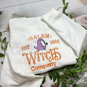 Embroidered Sweatshirt, Halloween Embroidered Crewneck, Salem Witch Sweatshirt, Spooky Season Crewneck, Vintage Salem Witch Hoodie