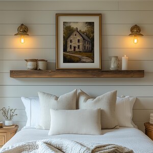 Rustic Colonial Stone Building Oil Painting - Vintage Printable Wall Art, Farmhouse Decor, Charming Landscape, Historic Architecture 31