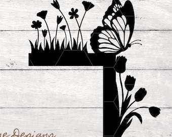 Butterfly & Wildflower Corner Decor SVG/PNG/PDF: Laser Cut File