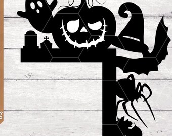 ghost, witch, pumpkin halloween door corner, light switch corner SVG/PNG