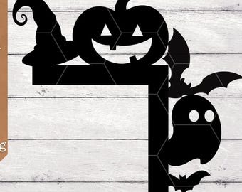 ghost, witch, pumpkin halloween door corner, light switch corner SVG/PNG