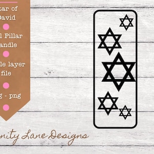Star of David - Hanukkah  Candles SVG  - Dollar Store Candle File - Hanukkah Candle - Hanukkah Pillar Candles -Glass Candle