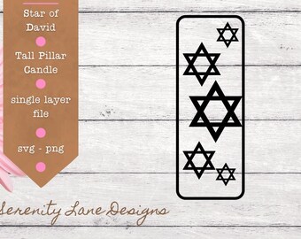 Star of David Hanukkah Candle SVG File: Dollar Store Pillar Candle (PNG)