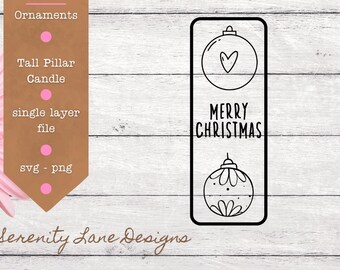 Christmas Pillar Candle SVG – Ornaments Design (Digital Download)