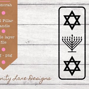 Menorah - Hanukkah  Candles SVG  - Dollar Store Candle File - Hanukkah Candle - Hanukkah Pillar Candles -Glass Candle