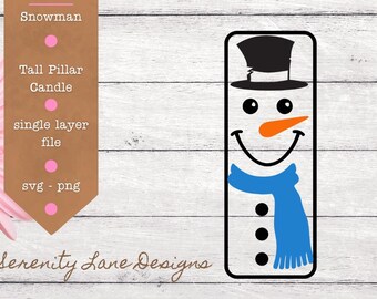 Snowman Christmas Candle SVG File: Dollar Tree Pillar Candle Design