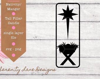 Nativity Christmas Candle SVG File - Dollar Store Pillar Candle (Digital)