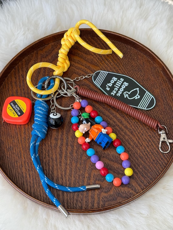 Colorful Keychain Set, Fun Bag Charms With Lego-inspired Figure