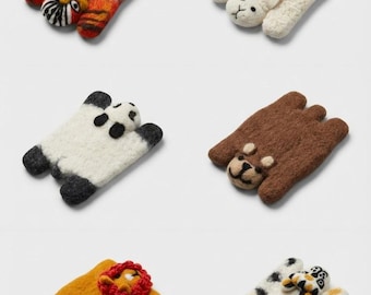 Handmade Wool Felt Animal Coaster, Creative Coasters, Mug Mat, Mug Rug，Eco Friendly Gift, Colorful, Cozy Table Decor, Natural, Felt Woven