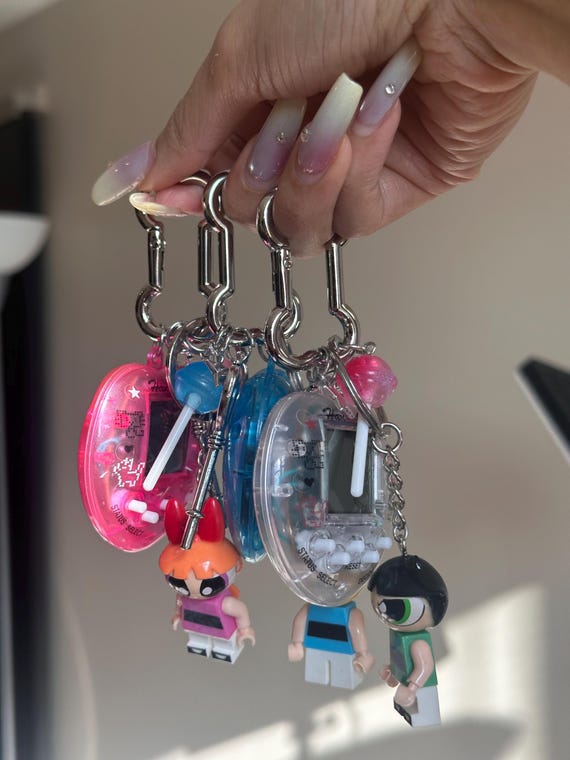 Tamagotchi Bag Charm Keychain – Retro Y2K Purse Accessory With