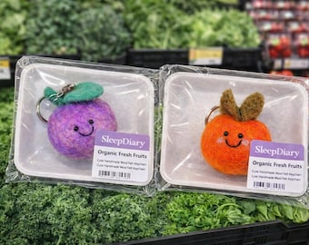 Felt Keychain Handmade, Wool Felt Bag Charm, Cute Fruits Key Ring, Eco Friendly Gift for Her, Sustainable Gift