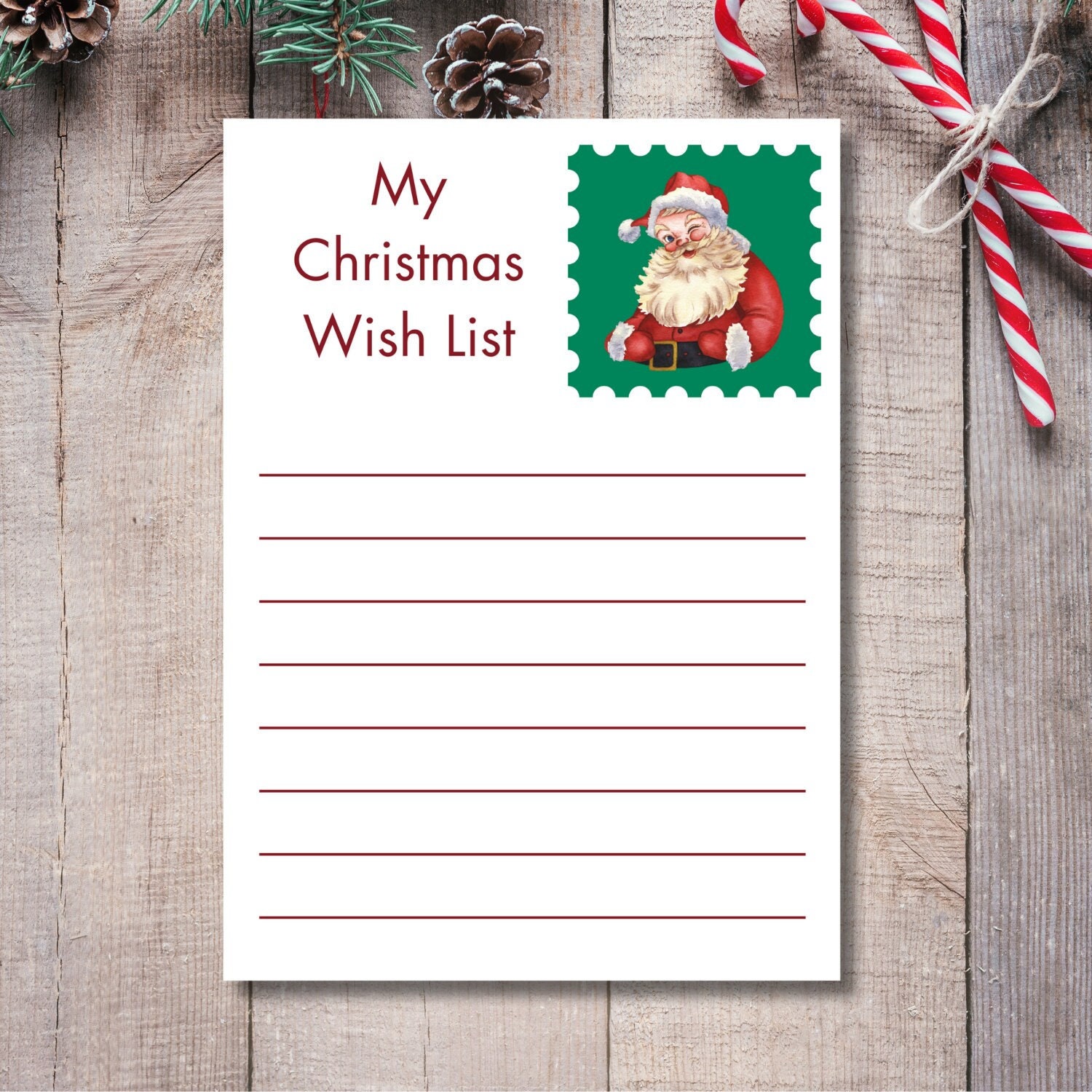 Printable Santa Wish List Christmas Wish List PDF and PNG Two - Etsy