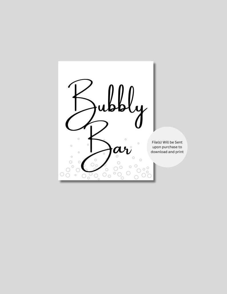 Bubbly Bar Sign Printable Champagne Bar Sign 8 X 10 High Resolution Etsy