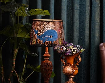 Hand-Painted Whale Crab Seaturtle Metal Drum Lampshade (12"x14"x10")