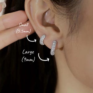 Pendientes de aro grandes con diamantes pavé, oro macizo de 14k/18k