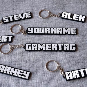 Personalisierte Minecraft-inspirierter Schlüsselring, Schlüsselanhänger | Geburtstagsgeschenk, Goodie Bag, Mitbringsel, Schultütenanhänger, Geschenk für Kinder