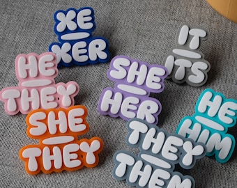 Pronoun Pin Badge: LGBTQIA Ally Accessory | 3D Printed