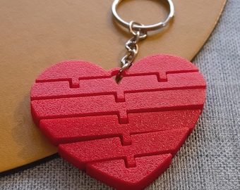Articulated Heart Keychain 3D Printed | Red Romantic Gift, Valentines Day Gift