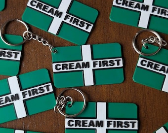 Devon Flag Keychain: Cream Tea Lover Gift, Made in UK