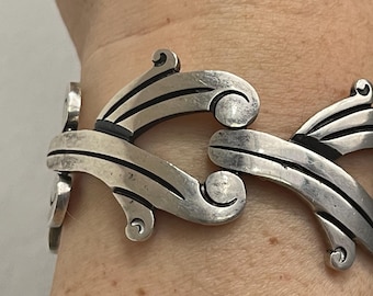 Vintage Taxco Sterling Bracelet Mexican Silver Signed JS Eagle 3