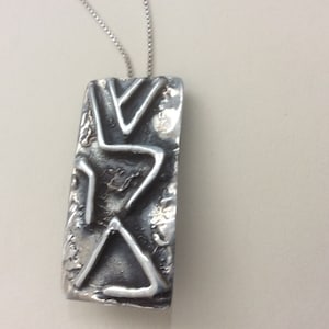 K. Pfeffermann Israel oxidized sterling silver 925  pendant with chain, brooch. Handmade