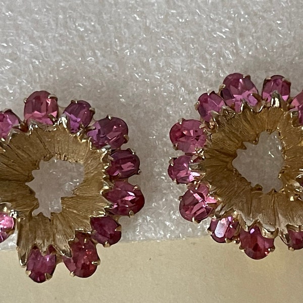 Napier Eugene Bertolli pink rhinestone clip-on earrings