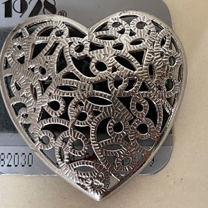 1928 open work, filigree heart  brooch
