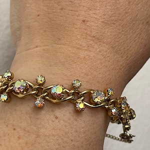 Aurora Borealis rhinestone chain bracelet