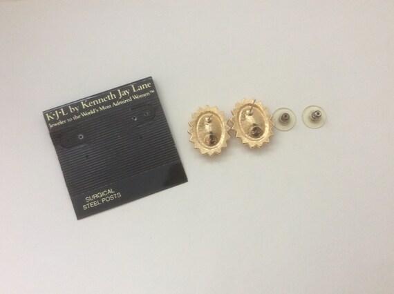 KJL Kenneth Jay Lane red clear rhinestone stud ea… - image 4