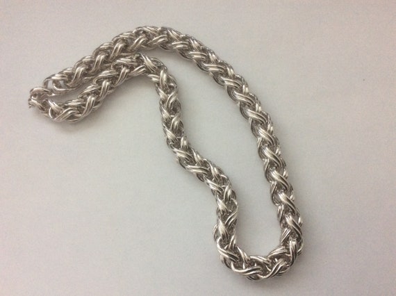 Monet Braided Wheat Spiga Link  Silver plated Cha… - image 1
