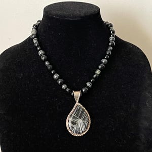 Jay King DRT sterling silver 925 black, gray beaded pendant necklace