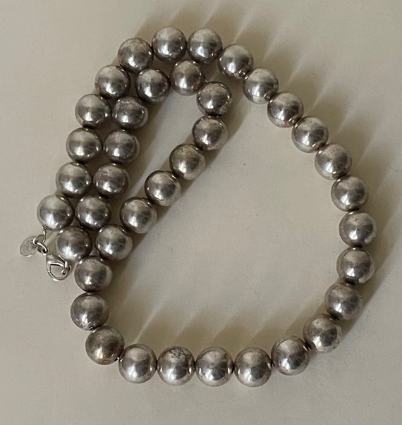 スターリングシルバー 925 ボールビーズネックレス、ビーズ直径 14 mm 