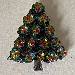 Watermelon Margarita Crystal Christmas Tree Figural Brooch