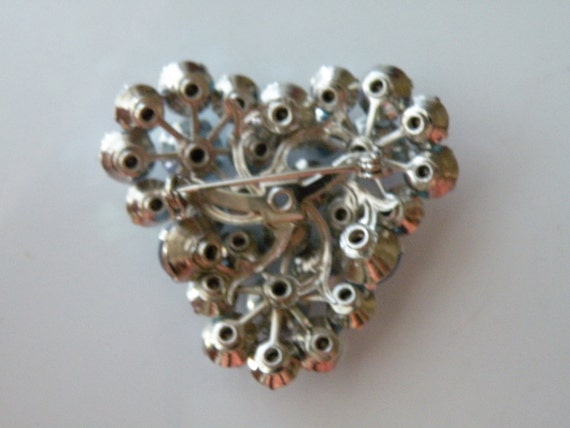 Blue clear rhinestone  layered three flowers flor… - image 4